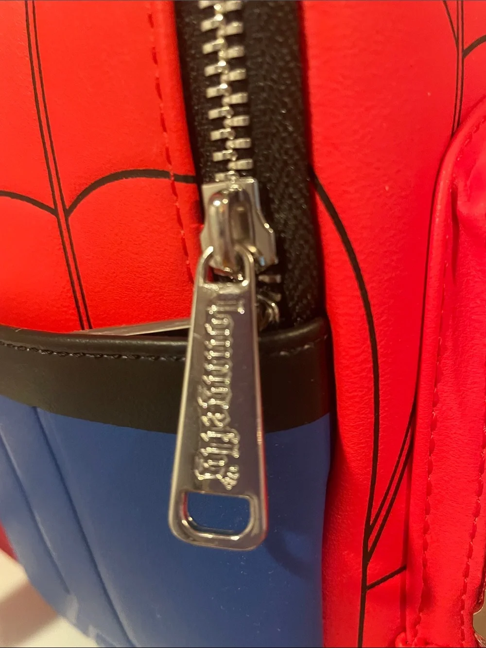 Kids  Red Spider Motif Backpack with Blue Accents
